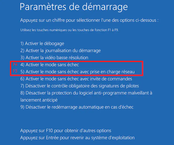 Les solutions si votre PC redémarre en boucle 11 mode sans echec 5
